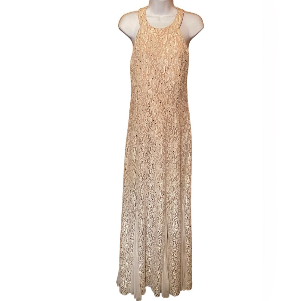 Jump apparel women's Cream halter evening wedding dress size 13-14